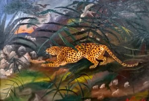 Antonio Ligabue, Leopardo con volatile, 1942-43, collezione privata