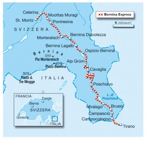 Il percorso del Trenino Rosso del Bernina
