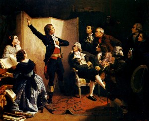 Rouget de Lisle mentre canta la Marsigliese per la prima volta, in un dipinto di Pils del 1849