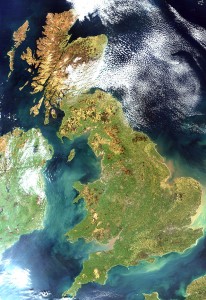 Gran Bretagna vista da un satellite artificiale