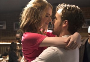 La La Land, Stone e Gosling in una scena del film