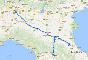 Mappa luoghi di Caterina Sforza (prodotto con Google Maps)